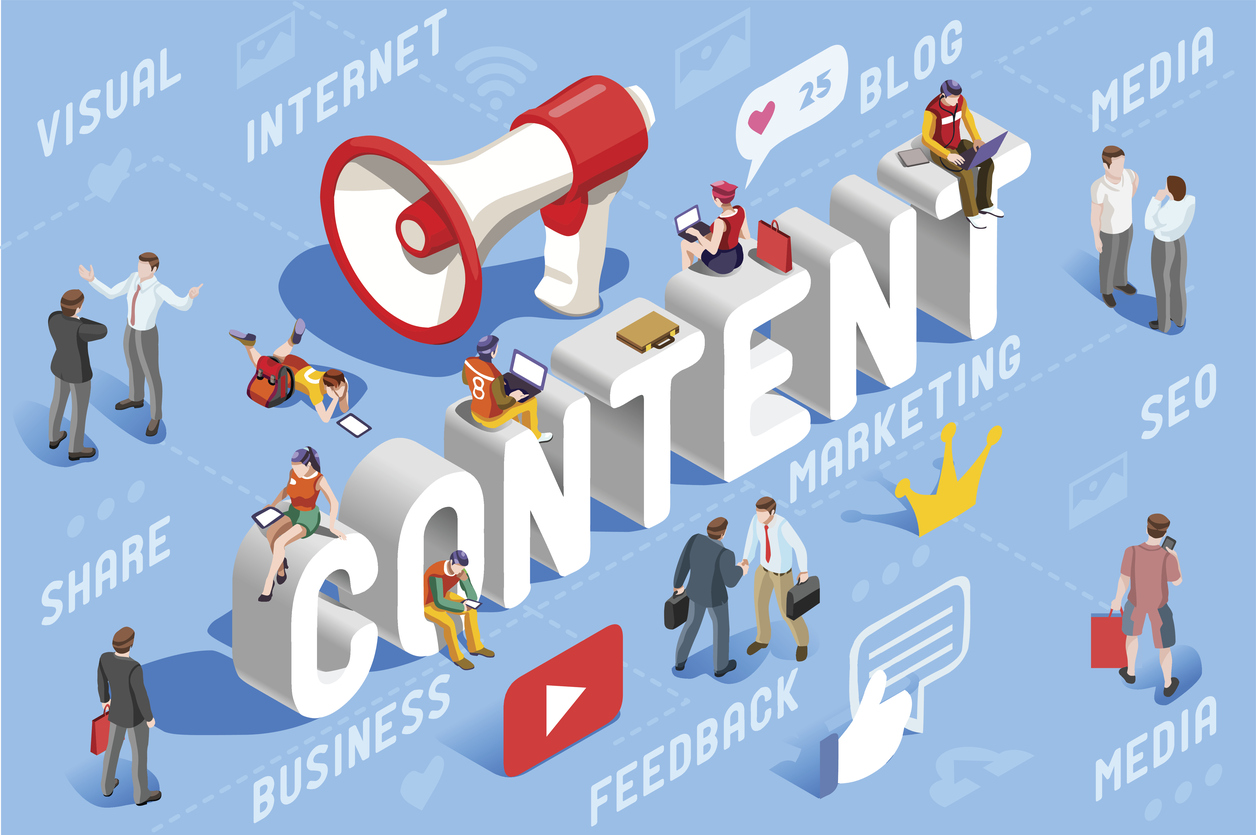 Content marketing concept vector illustration.